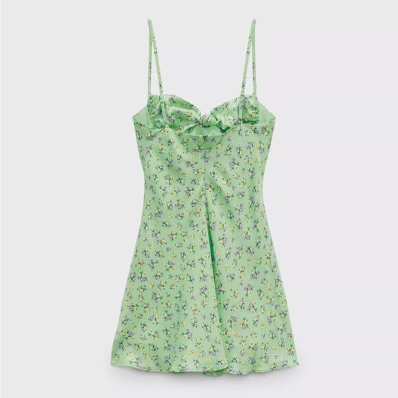 Zara Spaghetti Strap Green Mini Dress Size Medium NWOT - Picture 3 of 16